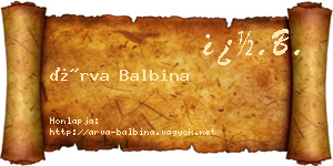 Árva Balbina névjegykártya